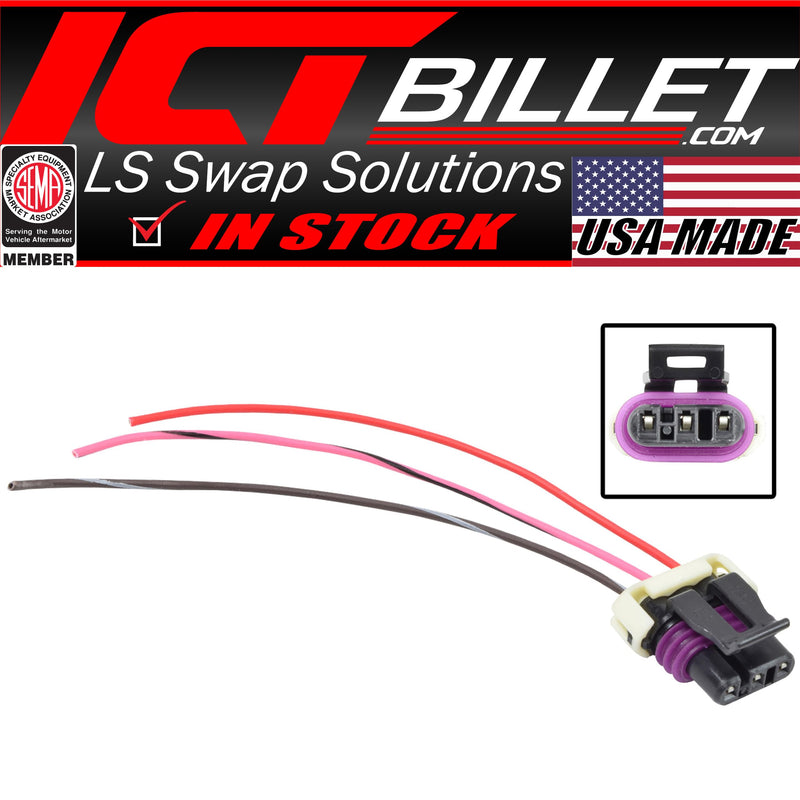 ICT Billet LS 3-Wire CMP Camshaft Position Sensor Connector Plug Pigtail LS1 LS3 LS2 LQ4 LQ9 LS6 L92 L99 L33 LR4 Compatible with Chevy Silverado Camaro Corvette WPCMP30