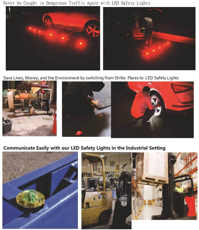 3 Pack LED Road Flares Roadside Flashing Emergency Lights Beacon luminous with Magnetic Base for Vehicle and Outdoor Sports.(Red) Red