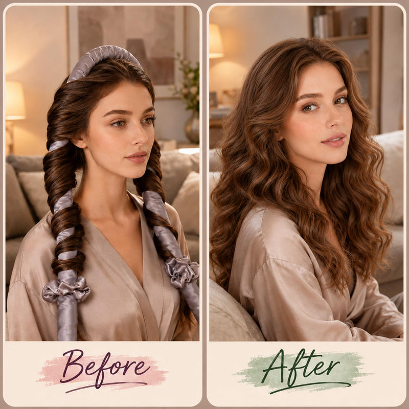 Overnight Blowout Rods Set, Heatless Curlers and Bendy Rollers for Short Hair, Flexible Hair Rollers with Dark Brown Main Stick and Accessories, 22.50 x 10.50 x 4.00 cm