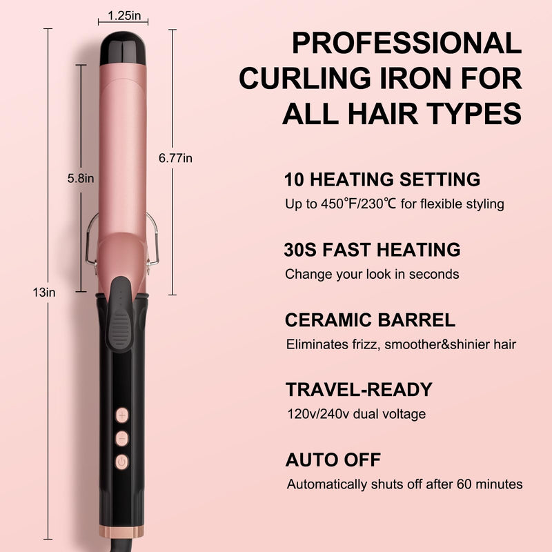  [AUSTRALIA] - JAETON Curling Tong, 32mm Ceramic Curling Iron Wand with LCD 100°C-230°C | Hair Curler for for Large Curls and Soft Waves, Fast Heat-Up, for Long & Medium Hair