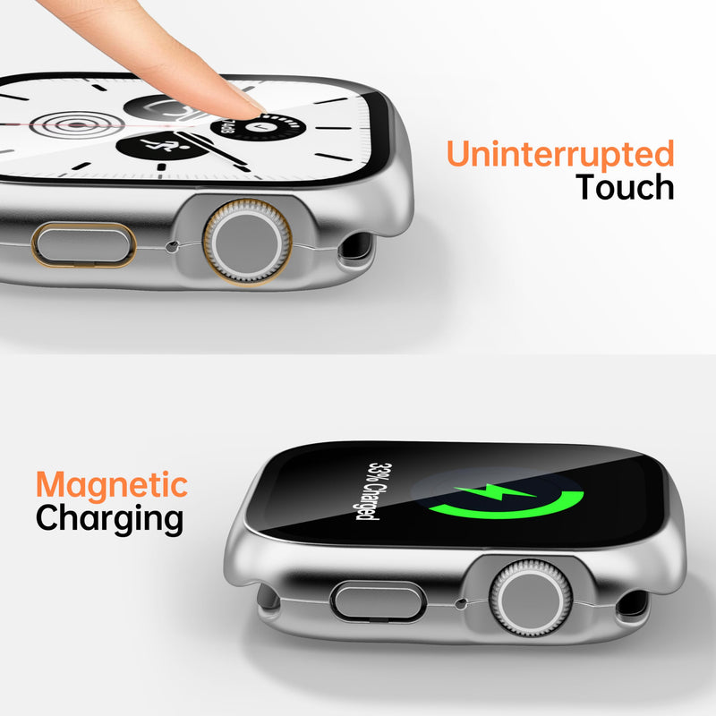 Metal Waterproof Case for 40mm Apple Watch SE 3/2/1 Series 6/5/4 | 40mm Cover Built-in Tempered Glass Screen Protector, Full Coverage, Anti-Scratch, Metal Silver 40mm(SE3/SE2/SE/6/5/4)