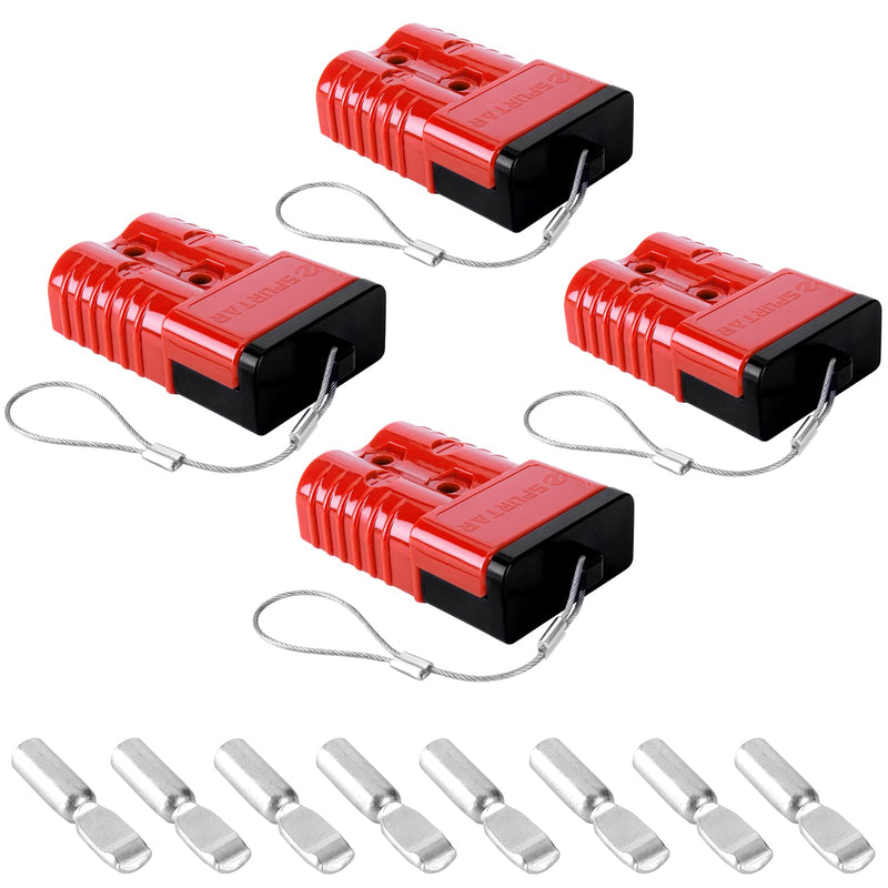 Spurtar 175A Battery Quick Connect/Disconnect, 1/0 AWG Wire Harness Plug Connector, 12-36V Quick Connect Jumper Cables for Car ATV Lifts Motors Trailer Towing Winch Quick Connect Systems, 4PCS, Red 4 Pack