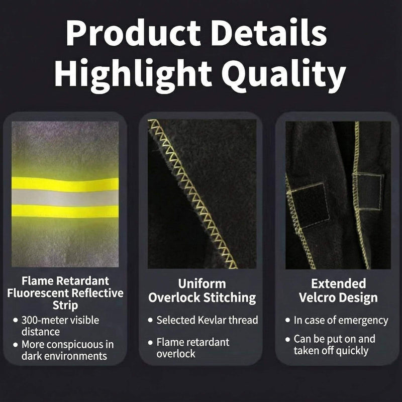 Fireproof Cloak with Hood for Home Emergency - Advanced Carbon Fiber Wearable Fire Blanket (Fiberglass Free), Heat Resistant Poncho for Fire Escape, Reflective Safety Cape for Adults