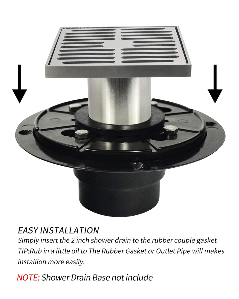 PHASAT Brass Floor Drain Contemporary 4 inches Square, with Removable Strainer,Brushed Nickel,80601N Brushed Nickel