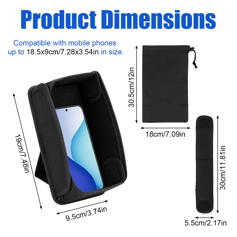 BOXOB Phone Sun Shade Protector, Including Storage Bag & Strap (Black) | Foldable Cell Phone Sun Shade Sunshade Nylon Polyester Sun Glare Shield Cover Protects for Outdoor Travel Accessories