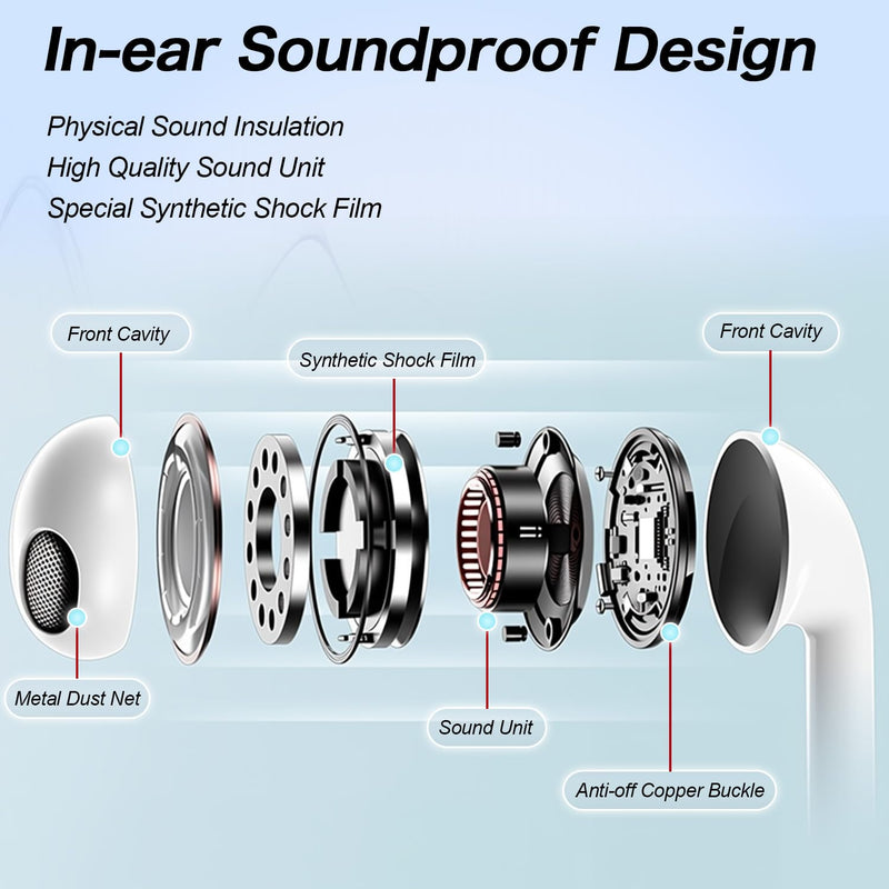 USB C Headphones Wired for iPhone 17 16 15 Pixel Galaxy | Wired USB C earphones, Plug and play, Microphone and Volume Control, Music/Call/Meeting/Jogging/Leisure/Commute WHITE