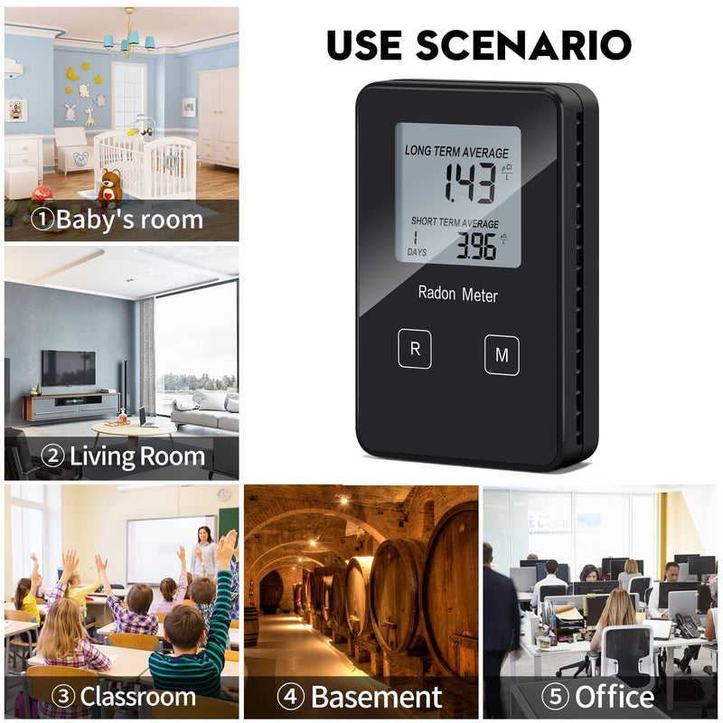Home Radon Detector, Portable Radon Tester, Long and Short Term Monitor, Powered by Rechargeable Battery, Monitor Your Home Radon Level, Prevent Radon Exceed