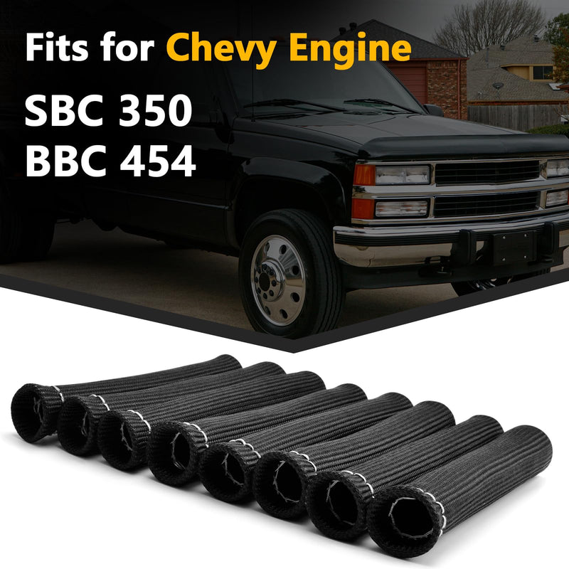 Spark Plug Wire Boots Heat Shield Protector Sleeve Covers for Chevy GMC SBC 350/ BBC 454/ LS1/ LS2 V8 Engines (Black) 8Pcs Black