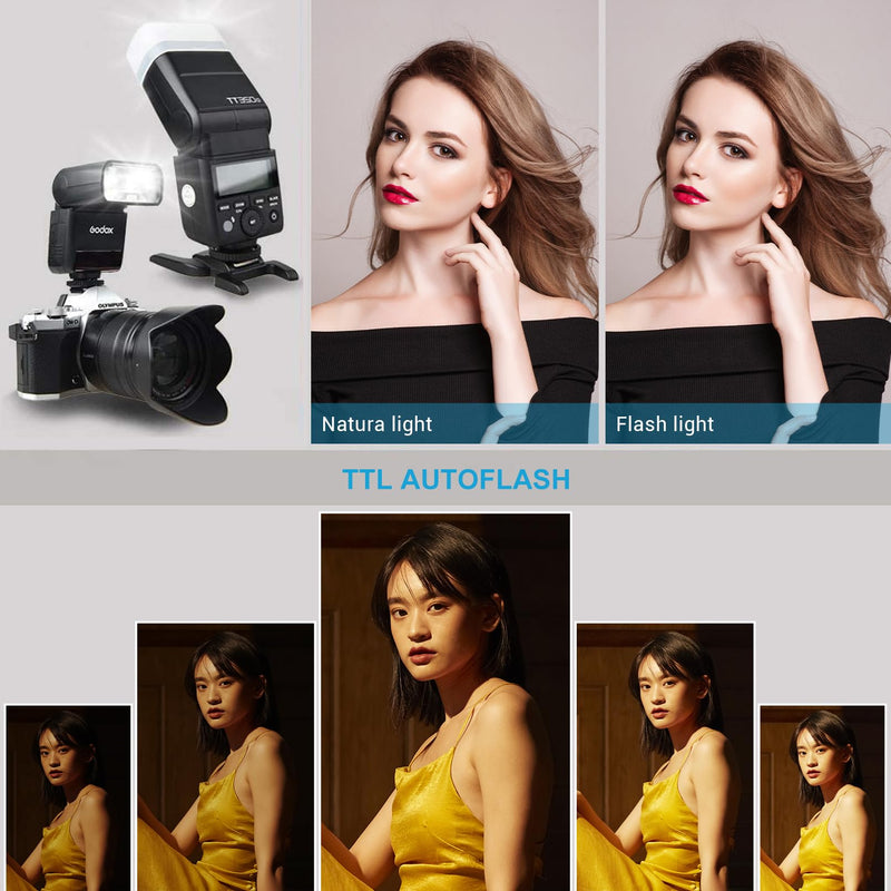 GODOX TT350O Flash for Olympus Panasonic Camera, TTL 2.4G Wireless GN36 1/8000s HSS Speedlite, Mini Camera Flash Compatible for Panasonic Olympus Camera