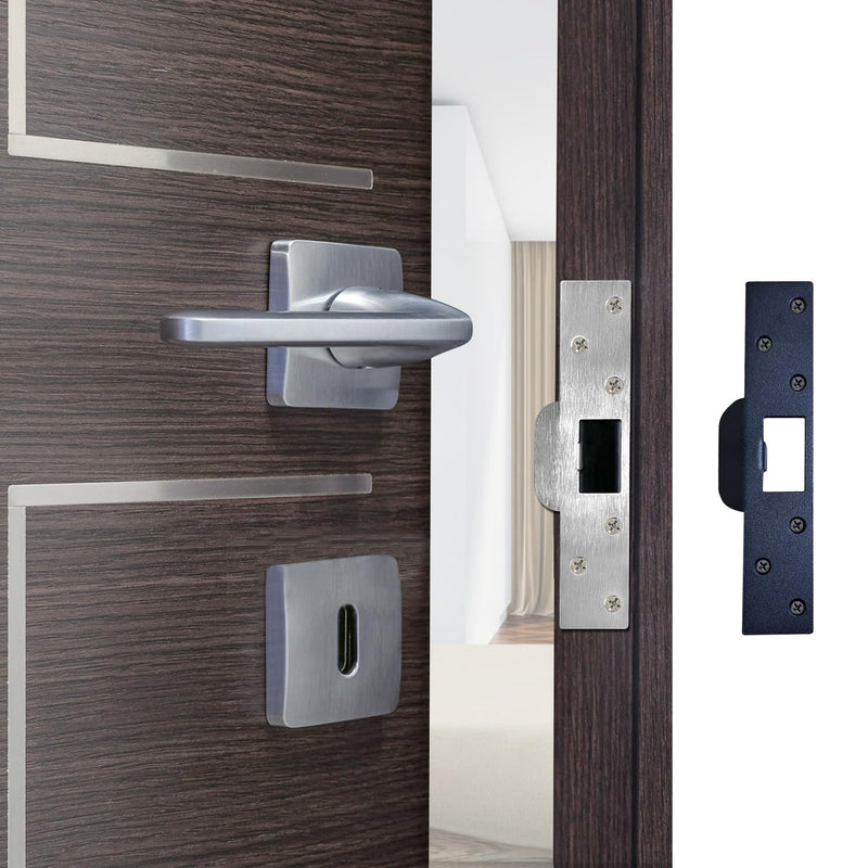 U 9476 Security Latch Strike, Extra Long Door Strike Plate 7", Reinforced Enlarged Striker Plate with Large Hole, Fix Door Won't Latch in, Extended to Cover Worn Slot (Satin Nickel, 2 Pack) Satin Nickel