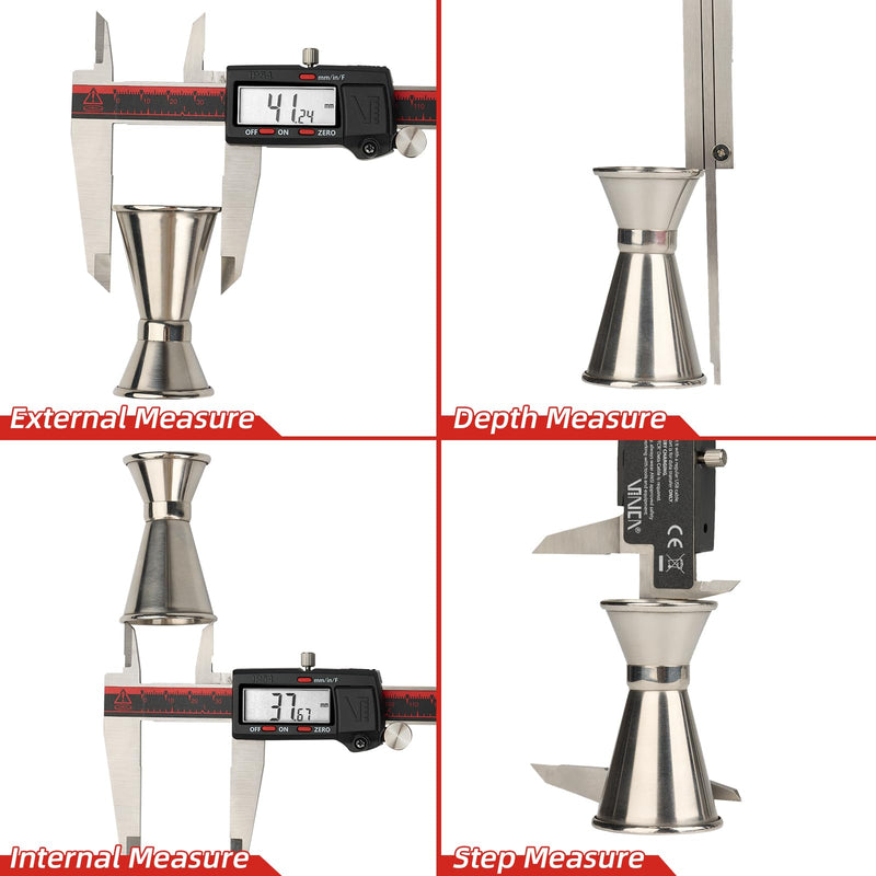 VINCA IP54 Grade Digital Caliper, DCLA-1205 12 Inch/300mm, Inch/Millimeter/Fraction Conversion, Stainless Steel, Large LCD Screen