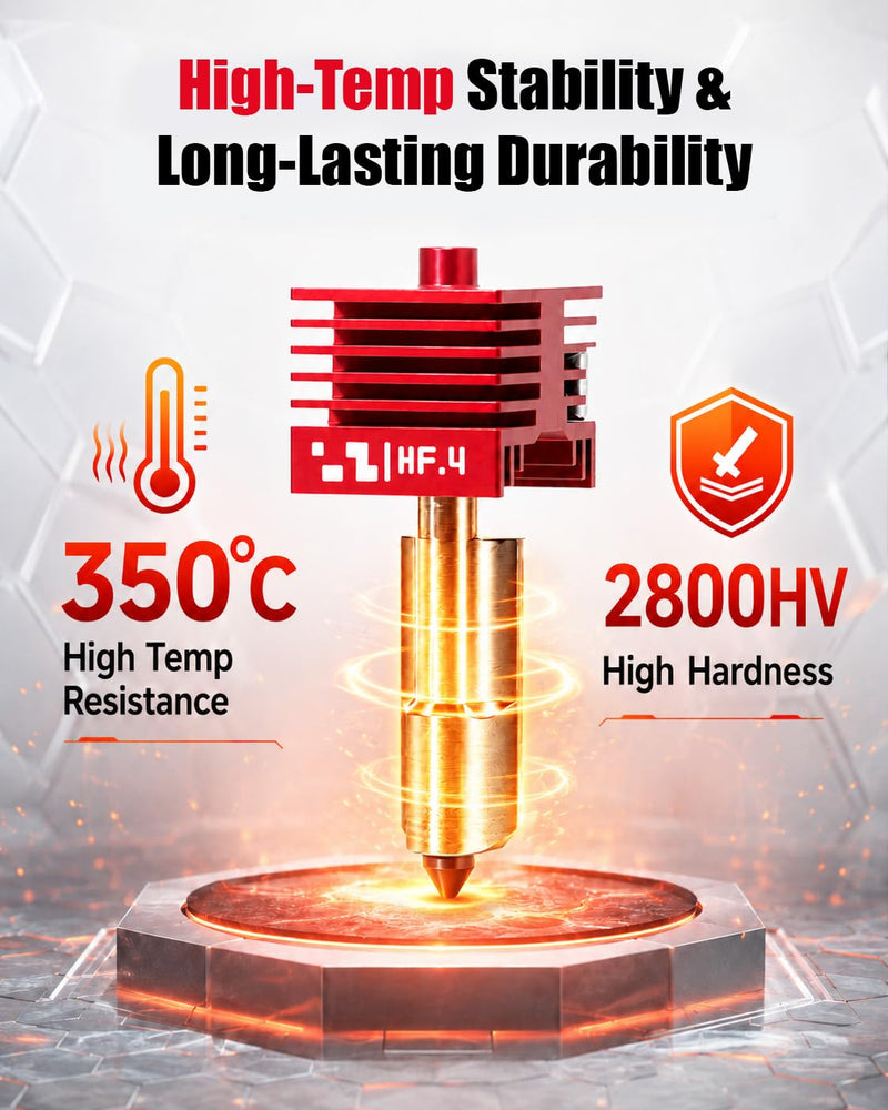 2Pcs 0.4mm High Flow P2S Hotend with MPVD Anti-Stick Hardened Steel Nozzle for Reduced Clogging, X2D HF Nozzle Save 30% Print Time, Replacement for Bambu Lab A2L/H2D/H2S/H2C/A1/A1 Mini/P2S/X2D 0.4mm Hotend*2