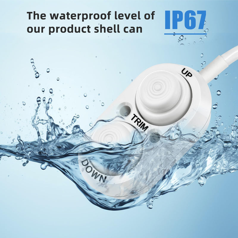 Boat Tilt Trim Switch, Jack Plate Trim Switch for Boat IP67 Waterproof, Suitable for Fishing, Boats, Yachts, Ships White