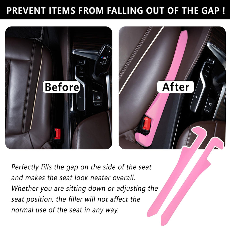 Junecarp Car Seat Gap Filler 2 Pack,Car Gap Filler Organizer to Impede Items from Dropping,Essential Interior Car Accessories Seat Gap Plug (Pink) Pink/2pcs