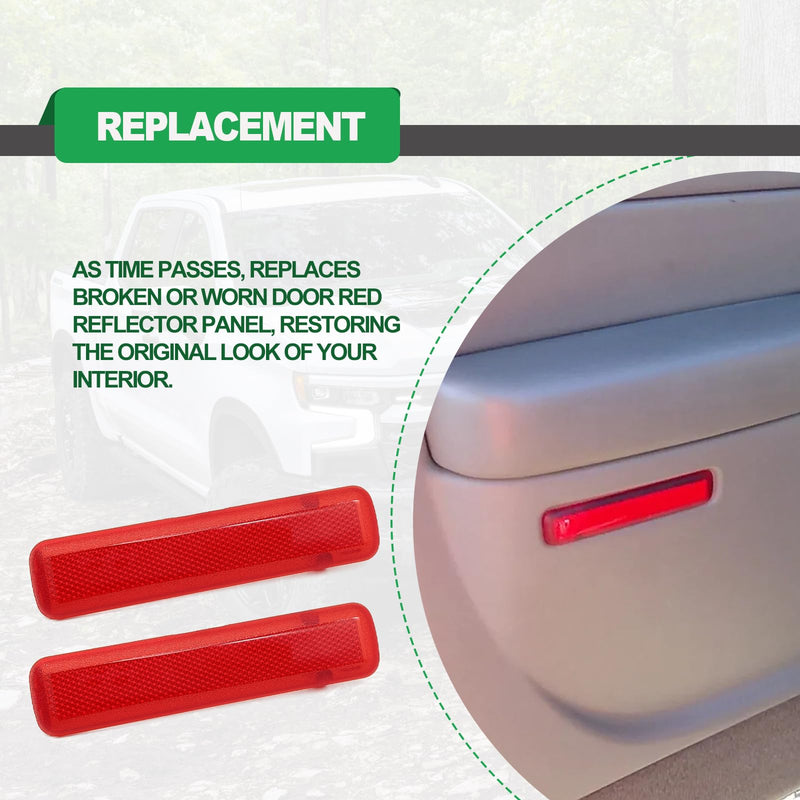 1 Pair Rear Left Driver and Right Passenger Side Door Red Reflector Panel, Safety Alert Light Cover, Compatible with Chevrolet GMC Yukon 2003-2007, Replaces Part # 15183155, 15183156