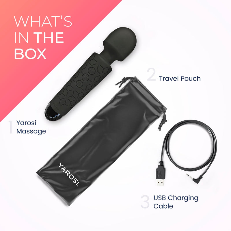 Yarosi Micro Personal Massage Wand Smallest Strongest Handheld Cordless Massager, Strong Powerful Compact Perfect For Travel, Magic Stress Away, All Body Back Legs Hand Pains Sports Recovery Black