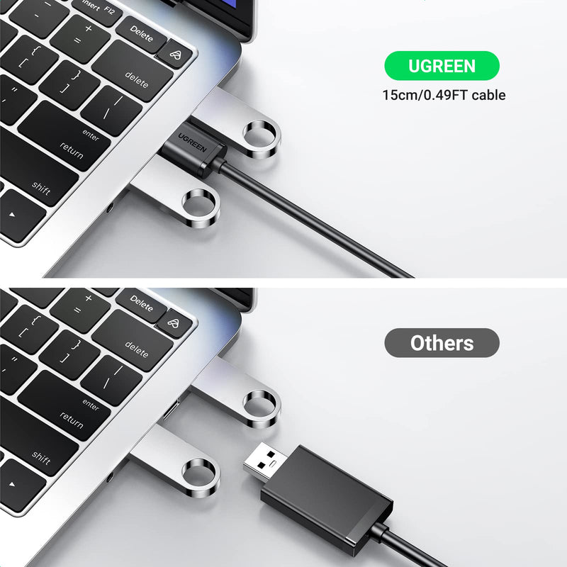 UGREEN USB to Audio Jack Sound Card Adapter with Dual TRS 3-Pole 3.5mm Headphone and Microphone USB to Aux 3.5mm External Audio Converter for Windows Mac Linux PC Laptops Desktops PS5 Switch 2 black