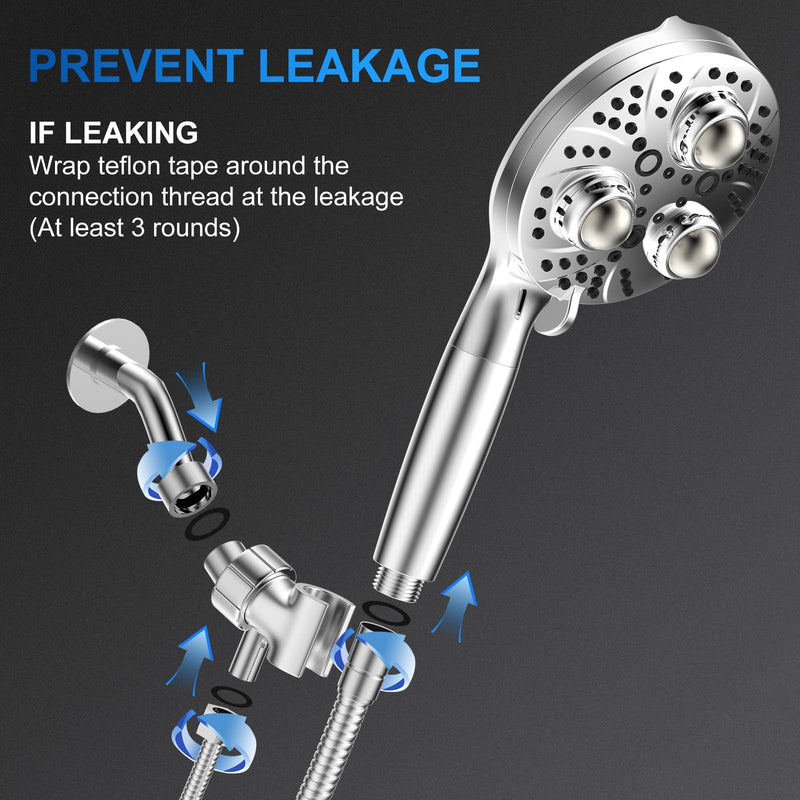 Filter Handheld Shower Head for Residual Chlorine Remove,10-Spray Modes Massage Showerhead, Large Powerful Handheld Showerhead with 79in Hose Detachable (Premium Chome) Premium Chome