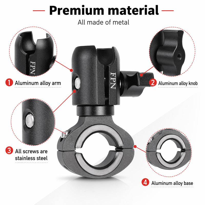 Aluminum Alloy Handlebar Clamp Mount for RAM Mounts, Single Socket Arm with 0.87"-1.26" Diameter O-Bolt Base for 1" Ball Head GoPro Mount, for Bike & Motorcycle Phone Holder