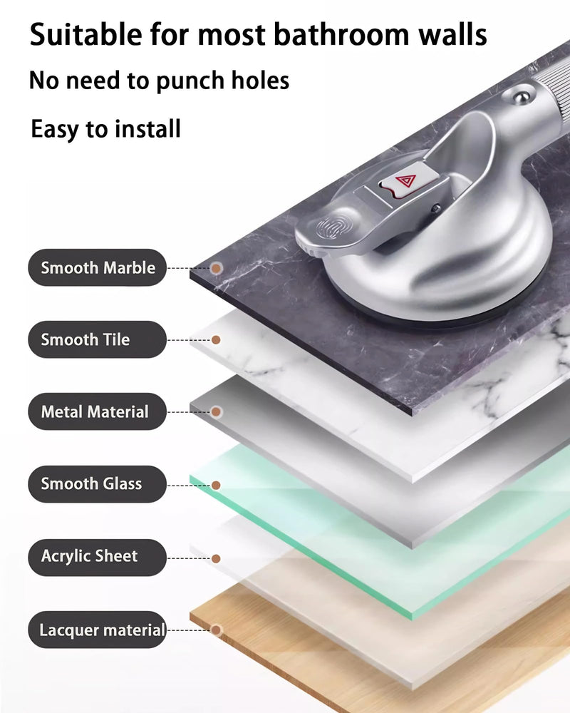 Heavy Duty Grab Bars for Bathtubs and Showers, 300-pound Weight Capacity, 17in Suction Shower Grab Bars for Seniors, No Drilling Waterproof(Gray) Gray