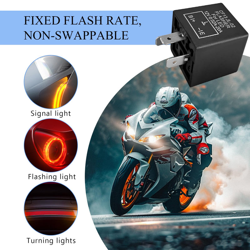 3-Pin CF13 EP34 Electronic Flasher Relay, CF13 JL-02 12V LED Light Flasher Blinker Relay, Universal Turn Signal Light Falsher Fixes Hazard Warn Hyper Flash No Flash Fixed