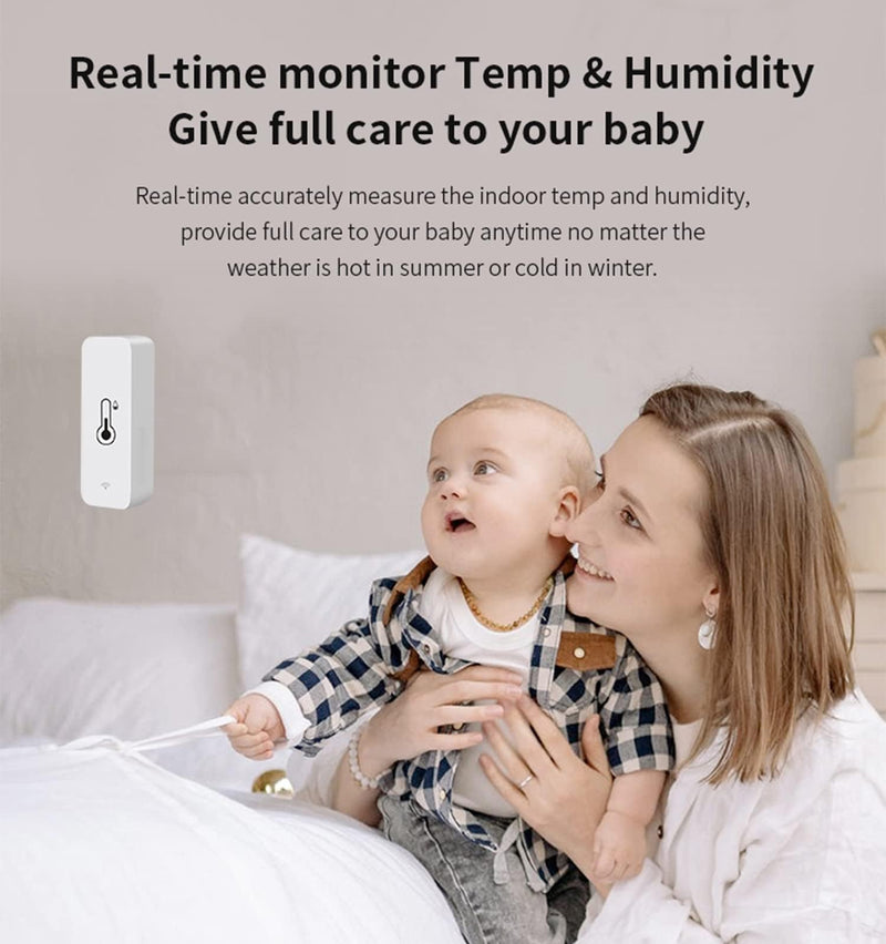 WiFi Humidity Temperature Monitor: Smart Hygrometer Thermometer for Remote Monitor and Alert, High Precision Indoor Thermometer with TUYA App, No Hub Required, Compatible with Alexa (4-Pack) 4-Pack