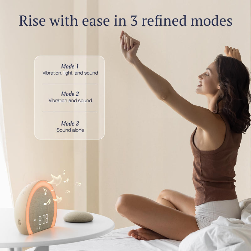 ANJANK Extra Loud Alarm Clock with Wireless Bed Shaker, Vibrating Dual Alarm with Light Wake Up for Heavy Sleepers & Hearing Impaired, 9-Color Night Light, 8 Sounds, 0-100% Dimmer, USB Charger Latte