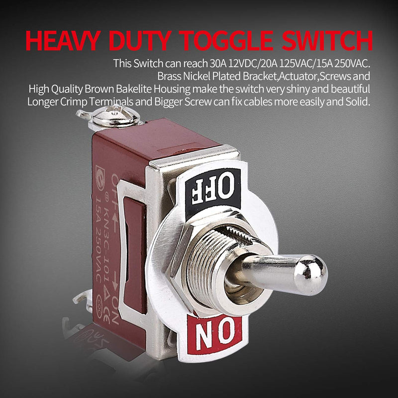 DaierTek Waterproof Toggle Switch 12V DC 30A Heavy Duty 2 Pin ON Off SPST with Weatherproof Boot Cap Cover for Auto Car Marine Boat -2 Pack Screw ON/OFF