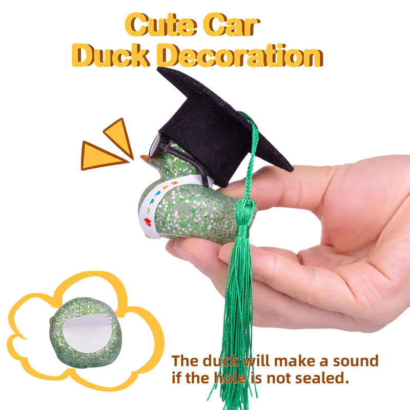 Graduation Rubber Duck Car Ornaments, Duck Car Dashboard Decorations for Graduation Gift with Mini Sunglasses Graduate Hat and Sash(G4) G4-white-pink