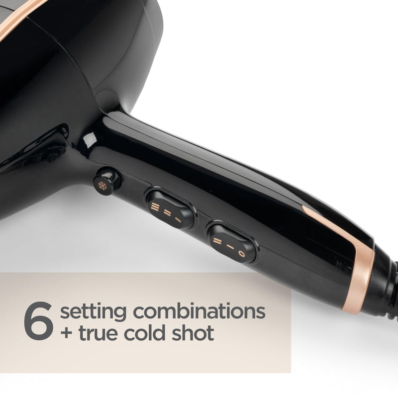  [AUSTRALIA] - BaByliss Salon Pro Hair Dryer - Powerful 2200W Blow Dryer, AC Professinal Motor, Ionic Frizz-Control, 3 Heat & 2 Speed Settings, Black, 5552U Single