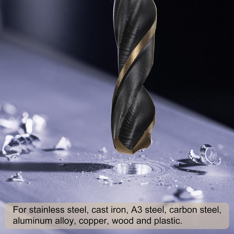 uxcell 24pcs Jobber Drill Bits 7.5mm (0.295") Black Nitride & Gold Titanium Coated M2 High Speed Steel (HSS) Twist Drill Bits for Stainless Steel Aluminum Alloy Metal 24