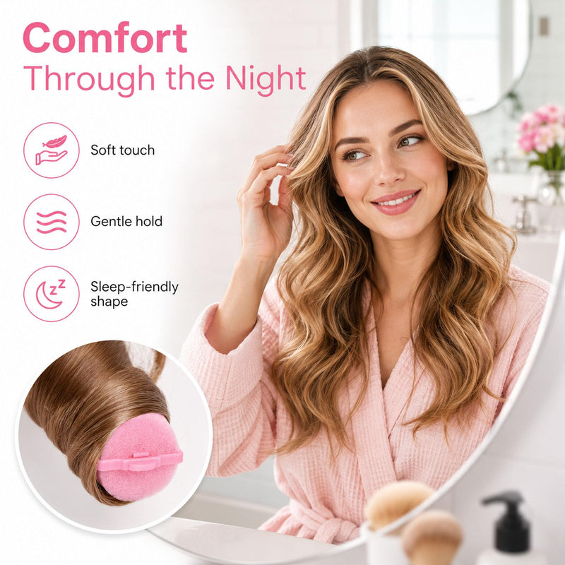 12 Pieces Foam Sponge Hair Rollers, Soft Sleeping Hair Curlers, Flexible No Heat Hair Styling Tool for Home Salon, Pink