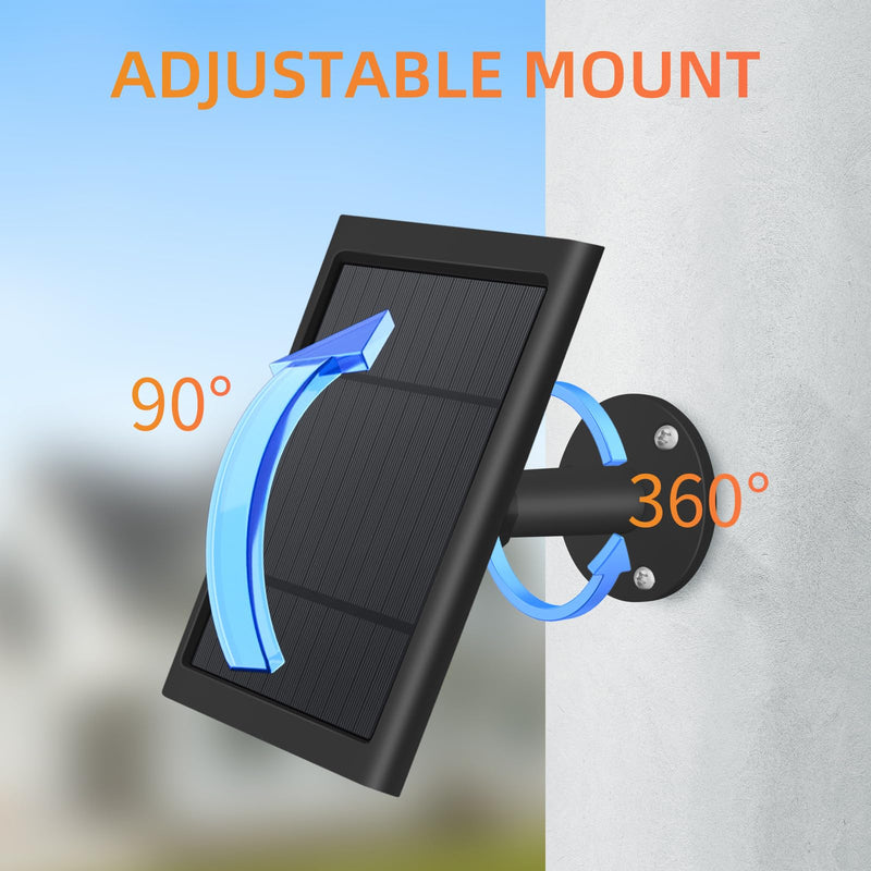 Solar Panel for Ring Camera, 4W Solar Charger Compatible with Ring Spotlight &Stick Up Outdoor Cam Battery, 10FT/3M Long Cable with USB-C to Ring Barrel Plug Adapter, Black 1pc
