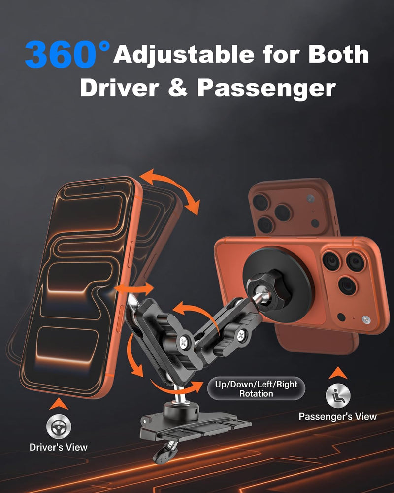 Magnetic CD Phone Holder for Your Car-360°Metal Arm/Strong Magnets | CD Player Car Phone Mount, Hands-Free CD Slot Cell Phone Cradle Fit for iPhone 17 Pro Max 16 15 14 13 12, 4-7'' Smartphone