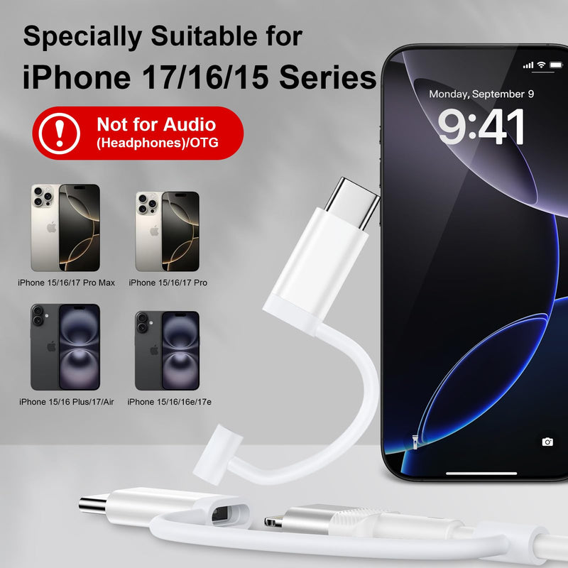 5 Pack [Apple MFi Certified] Lightning Female to USB C Male Adapter for 17e | iPhone 17e,Air,17 Pro,17 Pro Max,16,15,Lightning to USB C Adapter Fast Charging & Data Transfer,NOT for Headphone/Audio/OTG White