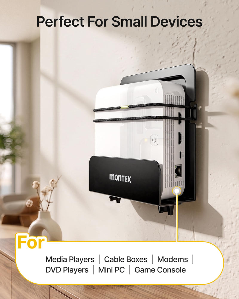 monTEK Adjustable Cable Box Wall Mount up to 11 LBS, Narrow | Small Devices Wall Mount, Modem Mount, For WiFi Router, DVD Player, Mini PC, Game Consoles & Streaming Media Devices Narrow | 1-Pack