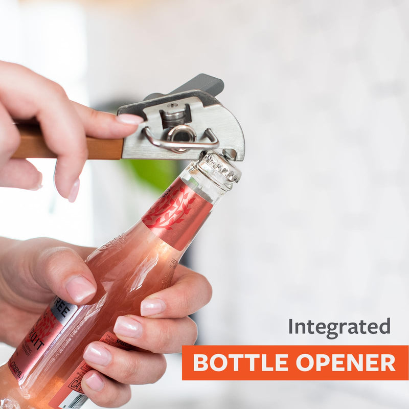 Full Circle Smooth Operator - Smooth-Edge Stainless Steel Can Opener, Safe & Easy No More Sharp Rims, Compact Portable Design with Integrated Bottle Opener
