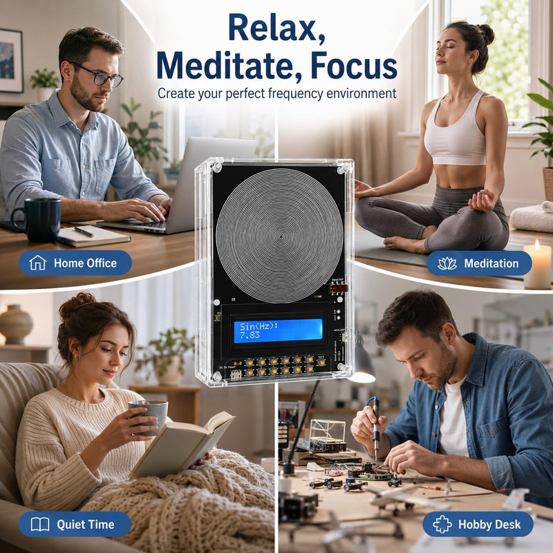 Frequency Generator for Healing 7.83hz Schumann Resonance Generator, Adjustable with Ultra-Soft Acoustic Earphones & Storage Case for Relaxation, Meditation, Focus