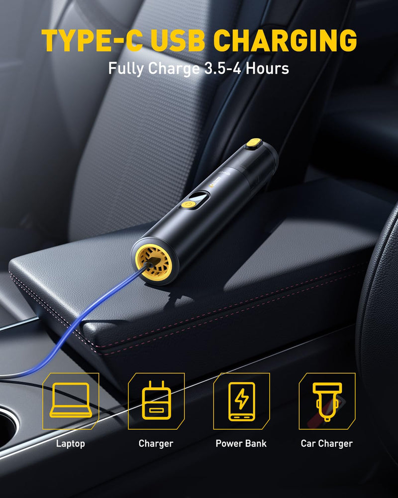 AUXITO Car Vacuum - Portable Cordless Vacuum for Car 14000Pa Powerful Suction, Handheld Vacuum Blow & Suction 2 in 1, Small Car Vacuum Cleaner Hand Held Vacuum for Car, Home, Pet, Office (Black) Black