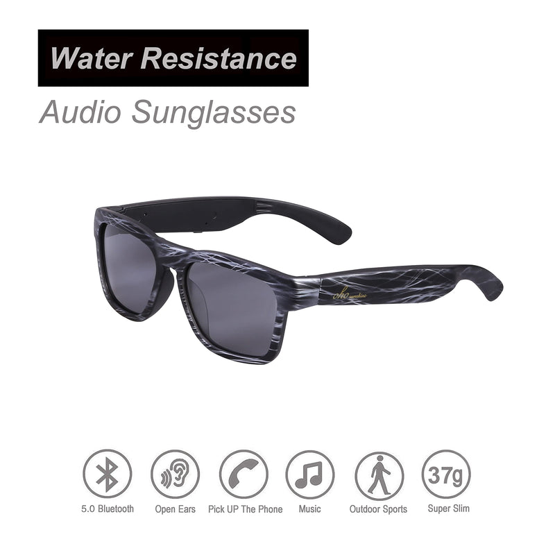 OhO Smart Glasses,Polarized Sunglasses with Bluetooth Speaker,Sports/Outdoor UV Protection and Voice Control,Unisex Grey Transitional
