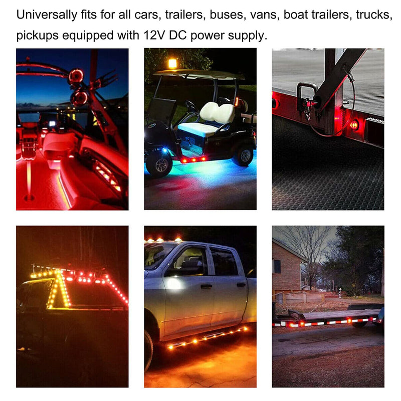 FXC 'Purishion 10x 3/4 in' Round LED Clearence Light Front Rear Side Marker Indicators Light for Truck Car Bus Trailer Van Caravan Boat, Taillight Brake Stop Lamp (12V, Red+Amber)