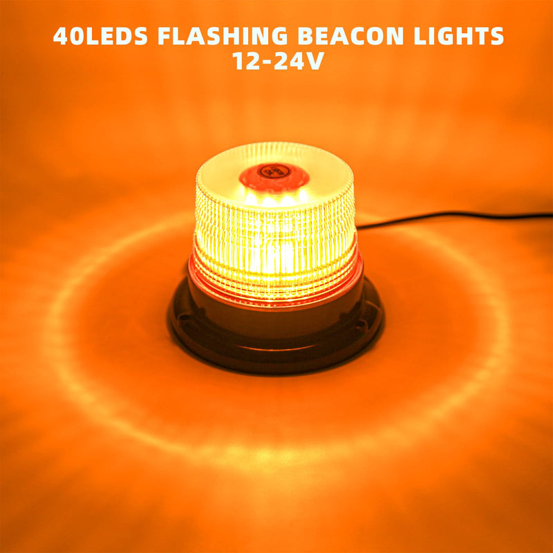 Amber Beacon Strobe Lights w/Magnetic Base, 12-24V Warning Safety Flashing Emergency Mini Light Bar for Trucks Vehicles Car Amber
