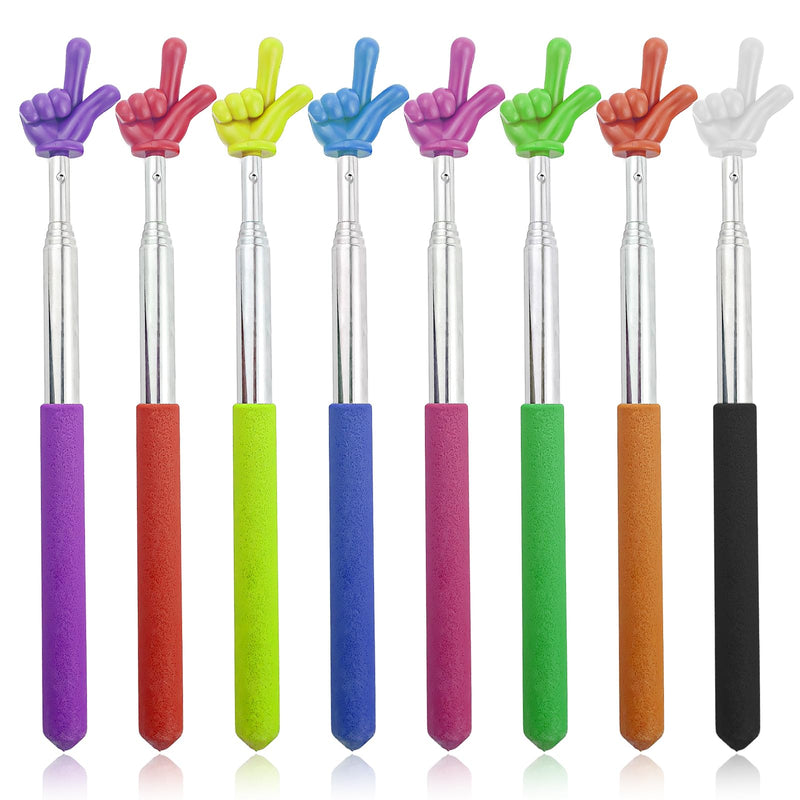 Finger Pointer Stick - Telescopic Teacher Pointer Handheld for Classroom, Retractable Pointer Finger Tool, 8-Pack Multicolor (Teacher Supplies)
