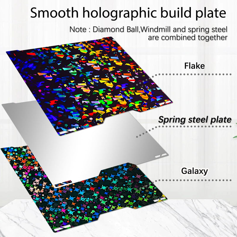 for Bambu Lab A2L H2C Build Plate 335x325mm Double Sided Print H2C Build Plate Starry+Flake Smooth Build Plate Easy Bend Removal Ideal for TPU/PETG/PLA Filaments for Bambu Lab H2C Accessories Flake+Star
