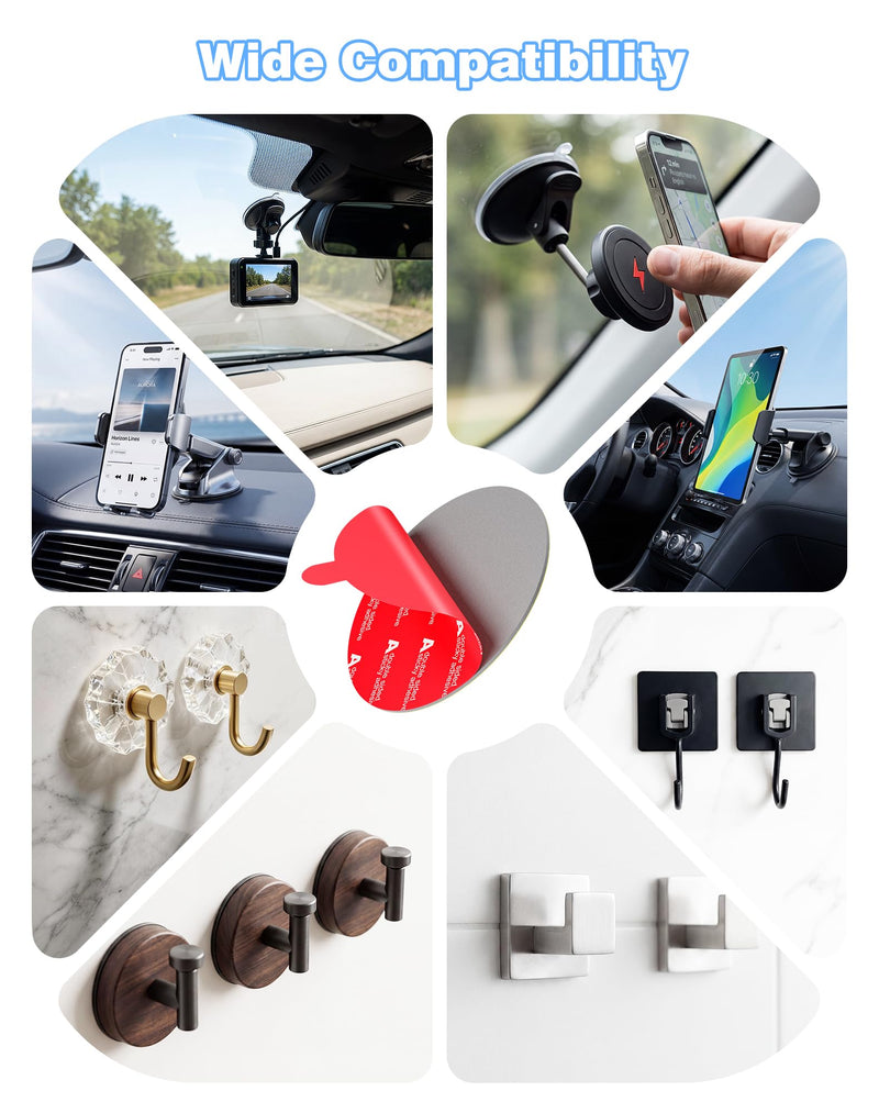 Adhesive Pads for Car Phone Mount, 4Pcs 2.76" Round Sticky Tape | Double-Sided heat resistant tape replacement. For dashboard suction cup, dash cam, GPS, windshield. With adhesion promoter. 2.76inches / 70mm