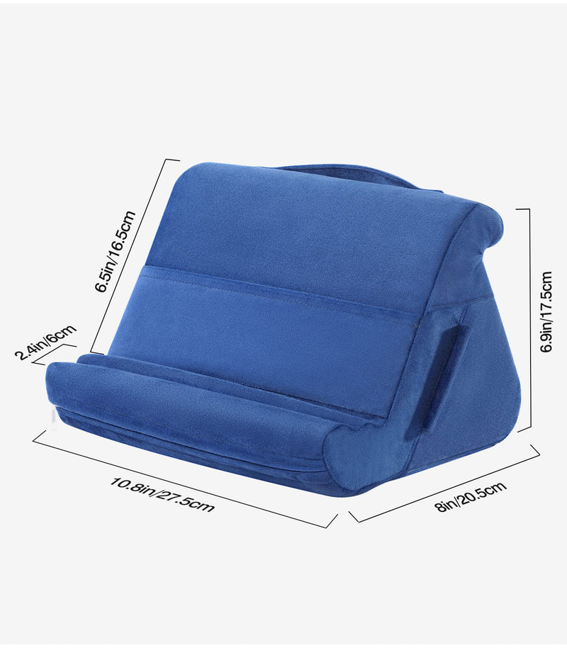 MoKo Tablet Pillow Stand, Soft Tablet Cushion Stand, With Multiple Viewing Angles and Storage Pocket, Fits iPad 10.2 2021/iPad Air 5/4/3/iPad Pro 11/12.9 2022, iPad 10th,Galaxy Tab, iPhone, Book, Blue