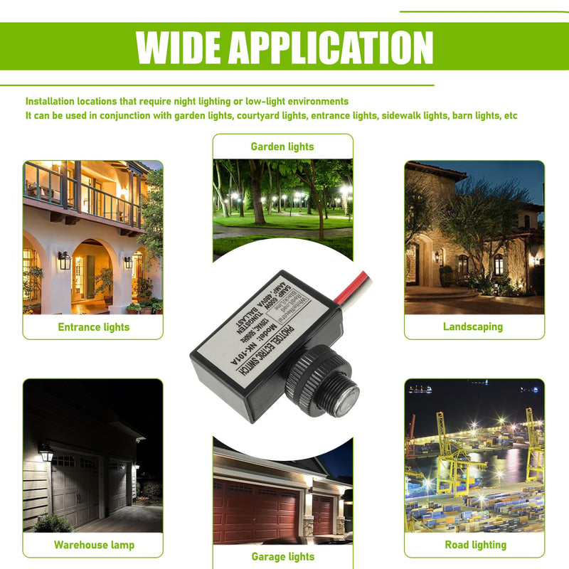 105V-130V AC Photocell Light Sensor Light Control Sensor Photoelectric Switch Dusk to Dawn Sensor with Automatic Illumination Detection Circuit for Outdoor Lighting Photoelectric Switch,2 Pack 2 Pack