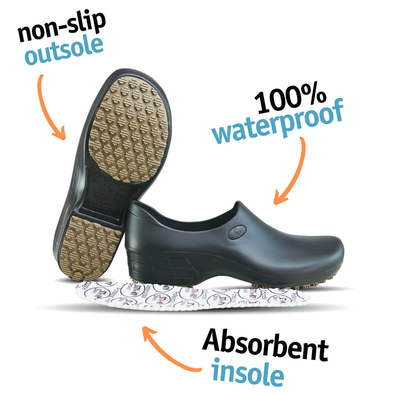 Sticky Nursing Shoes Women - Chefs - Kitchen - Nurses - Clogs for Work - Waterproof Non Slip 8.5 Black