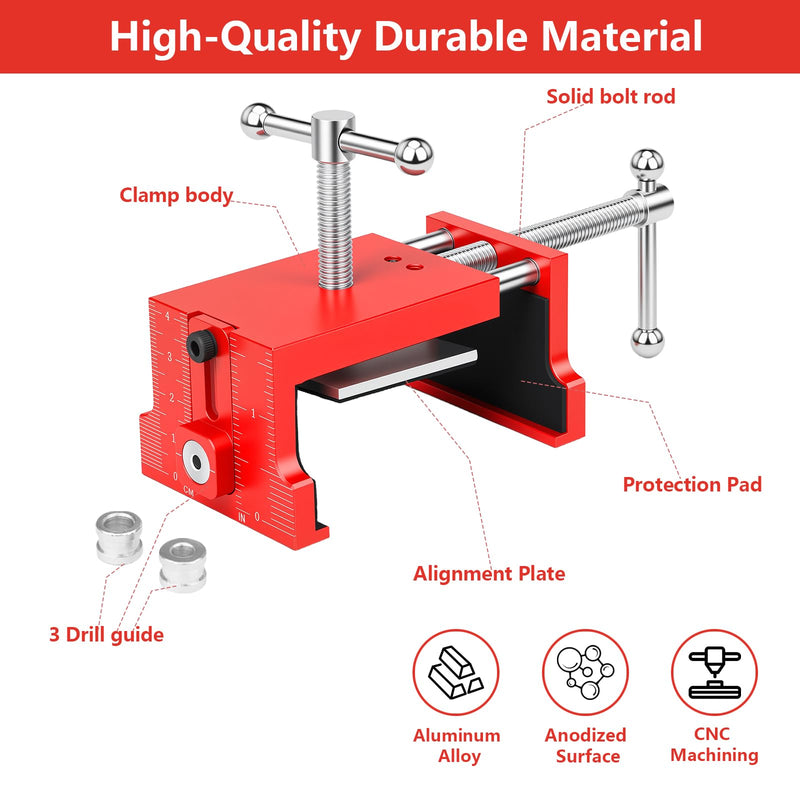 2Pack Cabinet Clamps for Installing Cabinets, Face Frame Clamps & Claw for Cabinet, Essential Cabinet Tools with 3 Sizes Hole Drilling Guide for Precise Alignment & Installation