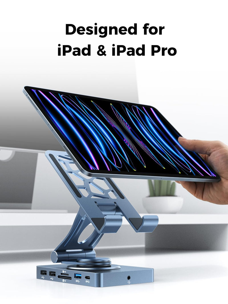 NEWQ iPad Docking Station Stand, 11-in-1 Dock with 4K 120Hz HDMI, 10Gbps Data, SD/TF 4.0, RJ45 Ethernet, Audio, Ventilated Design for iPad, Tablets, Steam Deck, ROG Ally, Legion Go, MSI Claw NQ-DK-05-Standard